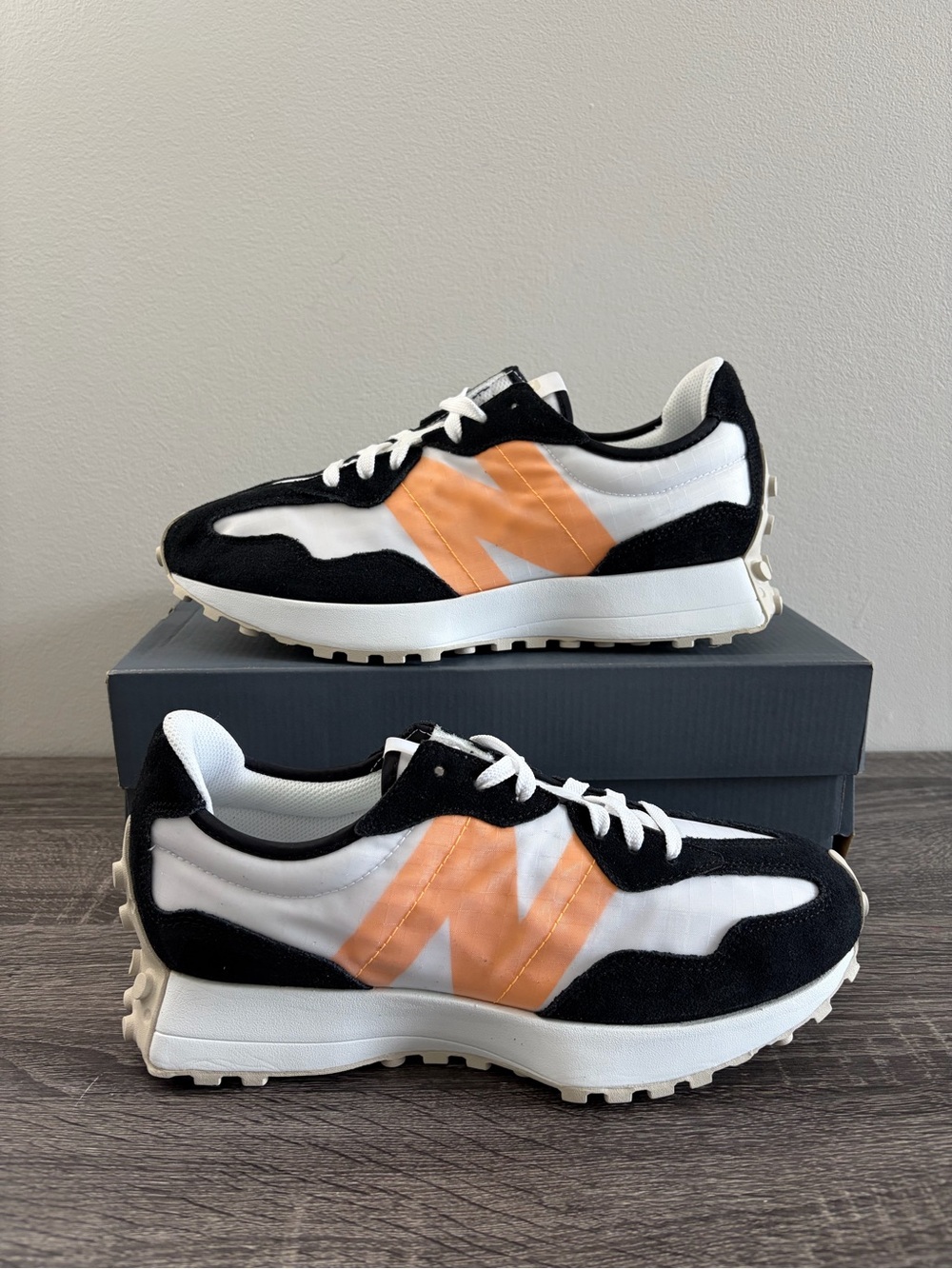New Balance 327 Black White Apricot - Men's Size 10